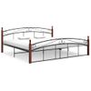 Estructura De Cama Metal Y Madera Maciza De Roble 200x200 Cm Negro