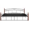 Estructura De Cama Metal Y Madera Maciza De Roble 200x200 Cm Negro