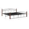 Estructura De Cama Metal Y Madera Maciza De Roble 200x200 Cm Negro