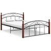 Estructura De Cama Metal Y Madera Maciza De Roble 140x200 Cm Negro