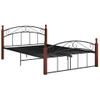 Estructura De Cama Metal Y Madera Maciza De Roble 140x200 Cm Negro