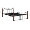 Estructura De Cama Metal Y Madera Maciza De Roble 140x200 Cm Negro