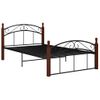 Estructura De Cama Metal Y Madera Maciza De Roble 120x200 Cm Negro