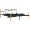 Estructura De Cama Metal Y Madera Maciza De Roble 200x200 Cm Negro