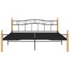 Estructura De Cama Metal Y Madera Maciza De Roble 200x200 Cm Negro