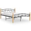 Estructura De Cama Madera Maciza Roble Metal Negro 160x200 Cm