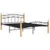 Estructura De Cama Madera Maciza Roble Metal Negro 160x200 Cm