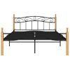 Estructura De Cama Madera Maciza Roble Metal Negro 160x200 Cm