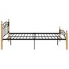 Estructura De Cama Madera Maciza Roble Metal Negro 160x200 Cm