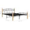 Estructura De Cama Madera Maciza Roble Metal Negro 160x200 Cm