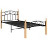 Estructura De Cama Madera Maciza Roble Metal Negro 100x200 Cm