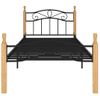 Estructura De Cama Madera Maciza Roble Metal Negro 100x200 Cm