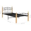 Estructura De Cama Madera Maciza Roble Metal Negro 100x200 Cm