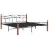 Estructura De Cama Madera Maciza Roble Metal Negro 200x200 Cm