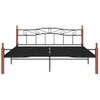 Estructura De Cama Madera Maciza Roble Metal Negro 200x200 Cm