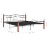 Estructura De Cama Madera Maciza Roble Metal Negro 200x200 Cm