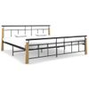 Estructura De Cama Metal Y Madera Maciza De Roble 200x200 Cm Negro