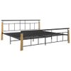 Estructura De Cama Metal Y Madera Maciza De Roble 200x200 Cm Negro