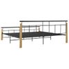 Estructura De Cama Metal Y Madera Maciza De Roble 200x200 Cm Negro