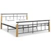 Estructura De Cama Metal Y Madera Maciza De Roble 180x200 Cm Negro