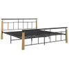 Estructura De Cama Metal Y Madera Maciza De Roble 180x200 Cm Negro