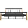 Estructura De Cama Metal Y Madera Maciza De Roble 180x200 Cm Negro