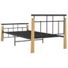 Estructura De Cama Metal Y Madera Maciza De Roble 100x200 Cm Negro