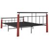 Estructura De Cama Metal Y Madera Maciza De Roble 140x200 Cm Negro