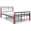 Estructura De Cama Metal Y Madera Maciza De Roble 130x200 Cm Negro