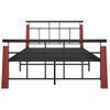 Estructura De Cama Metal Y Madera Maciza De Roble 130x200 Cm Negro