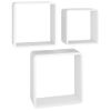 Estantes Cubo De Pared 3 Unidades Mdf Blanco