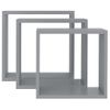 Estantes Cubo De Pared 3 Unidades Mdf Gris