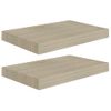 Estantes Flotantes De Pared 2 Uds Mdf Roble 40x23x3,8 Cm Marrón