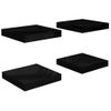 Estante Flotante De Pared 4 Uds Mdf Negro Brillo 23x23,5x3,8cm