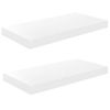 Estante Flotante De Pared 2 Uds Mdf Blanco Brillo 50x23x3,8 Cm