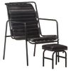 Silla De Relax Reposabrazos Y Reposapiés Cuero Auténtico Negro