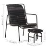 Silla De Relax Reposabrazos Y Reposapiés Cuero Auténtico Negro