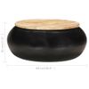 Mesa De Centro De Madera De Mango Maciza Negra 68x68x30 Cm Marrón