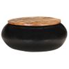 Mesa De Centro Madera Maciza Reciclada Negra 68x68x30 Cm Marrón