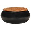 Mesa De Centro Madera Maciza Reciclada Negra 68x68x30 Cm Marrón