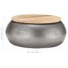 Mesa De Centro De Madera De Mango Maciza Gris 68x68x30 Cm Marrón