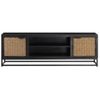 Mueble Para Tv De Madera Maciza De Mango 120x30x40 Cm Negro