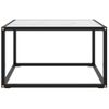 Mesa De Centro Negra Con Vidrio De Mármol Blanco 60x60x35 Cm