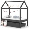 Estructura De Cama Infantil Y Cajón Madera Pino Gris 70x140cm