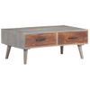 Mesa De Centro Madera Maciza De Mango Rugosa Gris 100x60x40 Cm