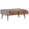 Mesa De Centro Madera Maciza De Mango Rugosa Gris 100x60x40 Cm