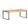 Mesa De Centro Madera De Mango Rugosa 110x60x40 Cm Gris