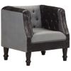 Sillón Cúbico De Cuero Auténtico Y Madera Maciza Mango Negro