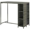 Mesa Bar Estante Almacenaje 120x60x110cm Ratán Sintético Gris