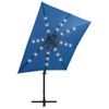 Sombrilla Voladiza Con Poste Y Luces Led Azul 250 Cm